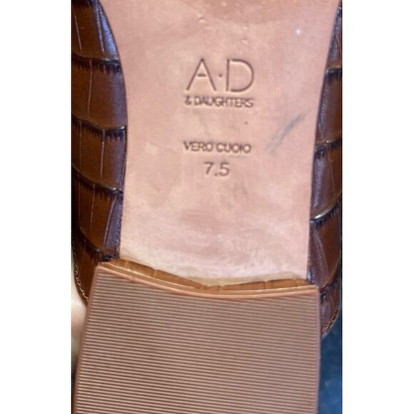 Ad & Daughters Jemma Croc Embossed Brown Leather Mules Size 7.5 EUC - Picture 10 of 13